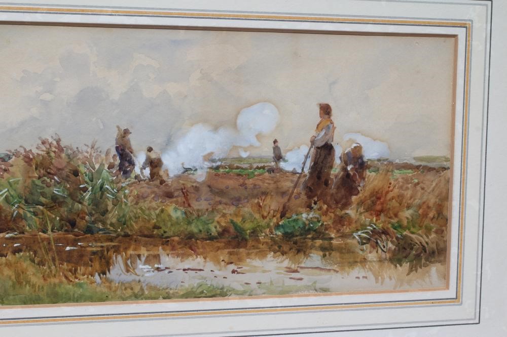 TOM LLOYD (b.1929) Agricultural Labourers on Moorland, signed lower left and dated 1895, watercolour Image