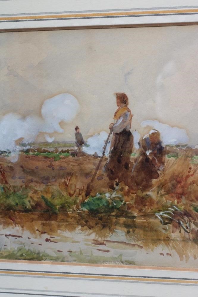 TOM LLOYD (b.1929) Agricultural Labourers on Moorland, signed lower left and dated 1895, watercolour Image