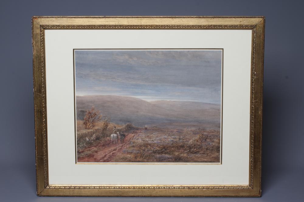 DAVID COX (1783-1859) Crossing the Moors, watercolour, Gallery Downstairs and Christie's label Image