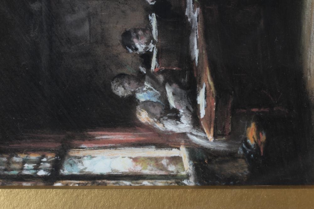 FREDERICK DANIEL HARDY (1826-1911) The Singing Lesson, signed lower right, pastel, 6 1/4" x 8 1/4", Image