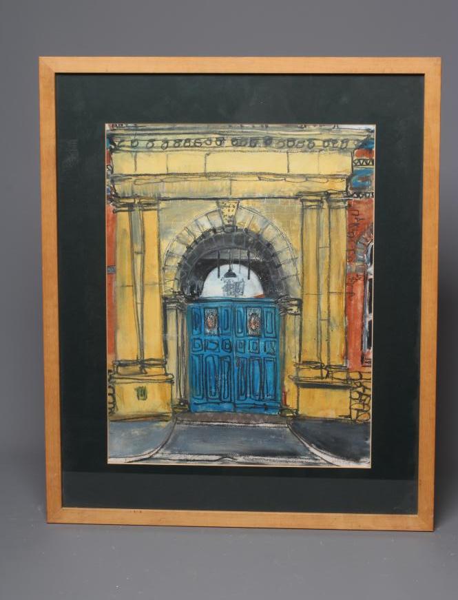 SELINA THORP (b.1968) Neoclassical Doorway, signed lower right, mixed media, 16 1/4" x 12 1/2", Image