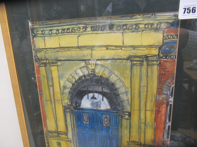 SELINA THORP (b.1968) Neoclassical Doorway, signed lower right, mixed media, 16 1/4" x 12 1/2", Image