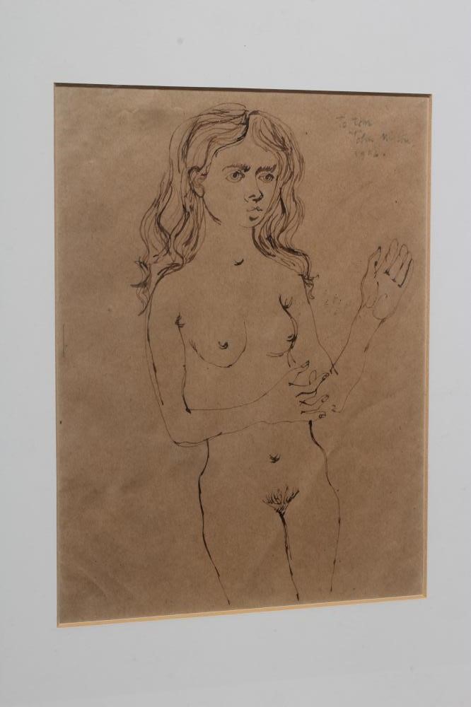 JOHN MINTON (1917-1957) Female Nude, signed, inscribed 'To Tom' and dated 1956 top right, pen and Image