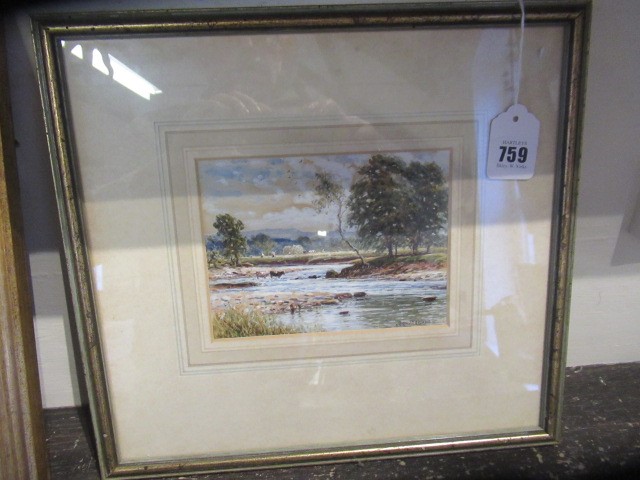 REGINALD ASPINWALL (1858-1921) River View with Cattle and a Harvest Beyond, signed lower right, Image