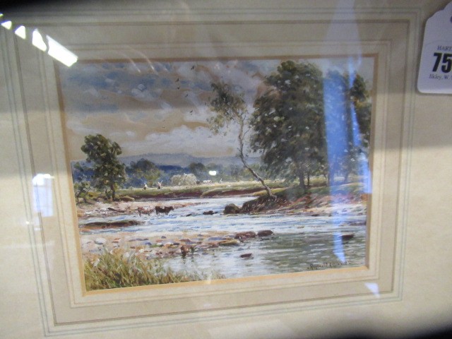 REGINALD ASPINWALL (1858-1921) River View with Cattle and a Harvest Beyond, signed lower right, Image