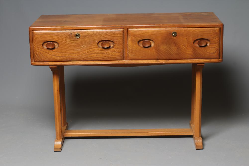 AN ERCOL LIGHT ELM & BEECH CONSOLE TABLE Image