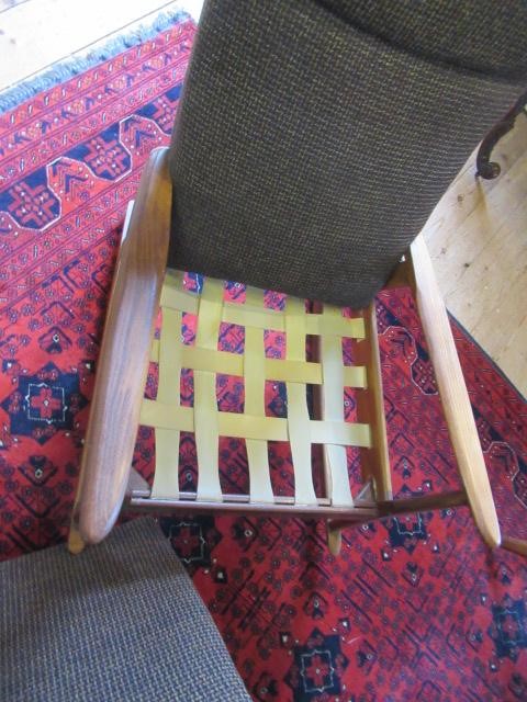 A FURPRO "TRAMPOLINE" TEAK FRAMED SOFA BED, mid 20th century, upholstered in a brown speckled Harris Image