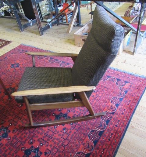 A FURPRO "TRAMPOLINE" TEAK FRAMED SOFA BED, mid 20th century, upholstered in a brown speckled Harris Image