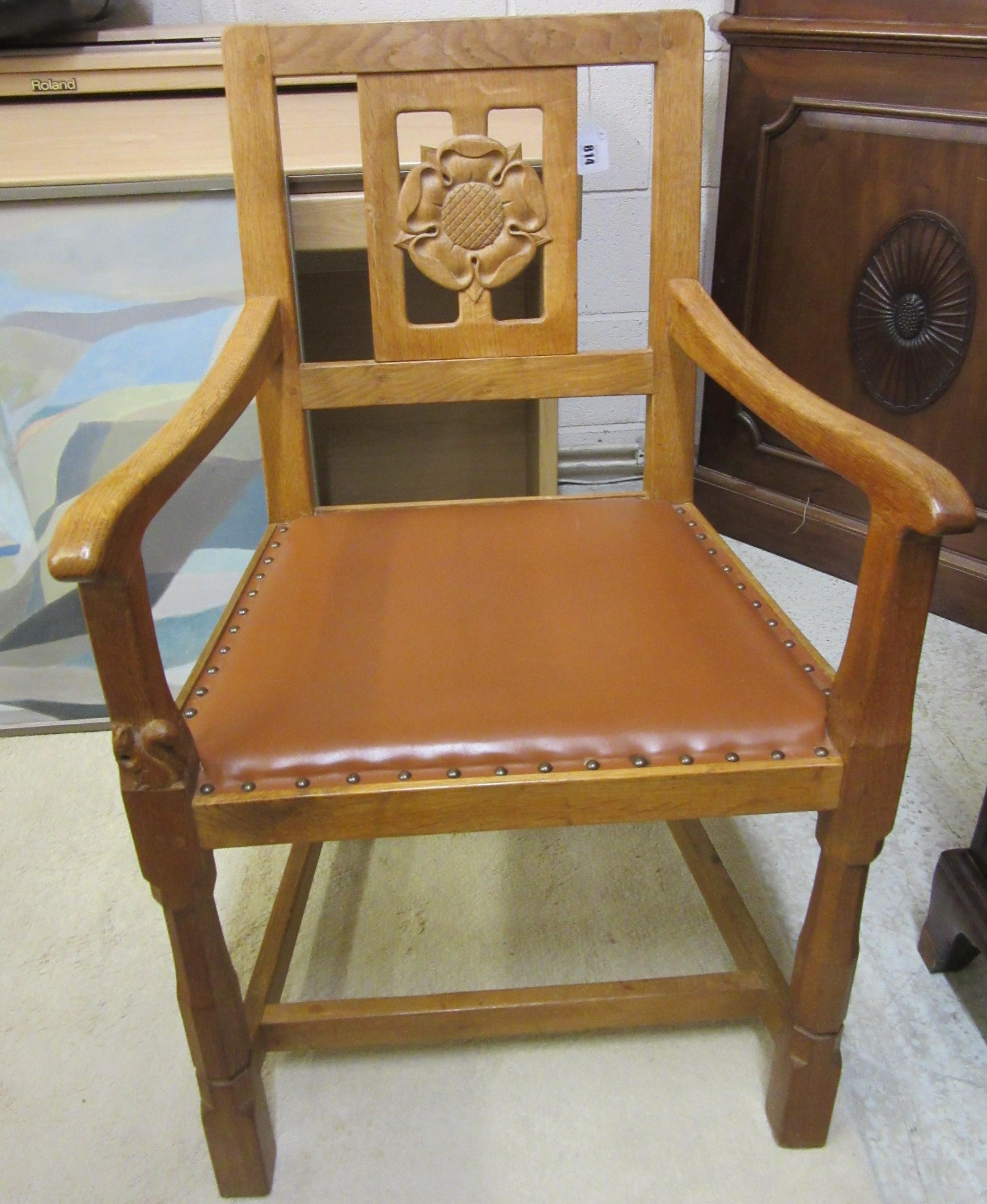 WILFRED HUTCHINSON (HUSTHWAITE) A SET OF SIX (4 +2) OAK DINING CHAIRS Image