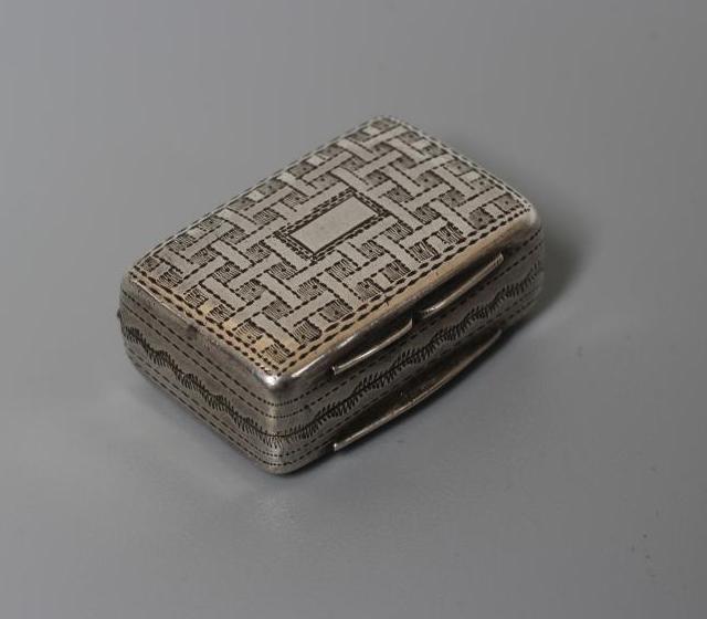 A LATE GEORGE III SILVER VINAIGRETTE by Thomas Shaw Image