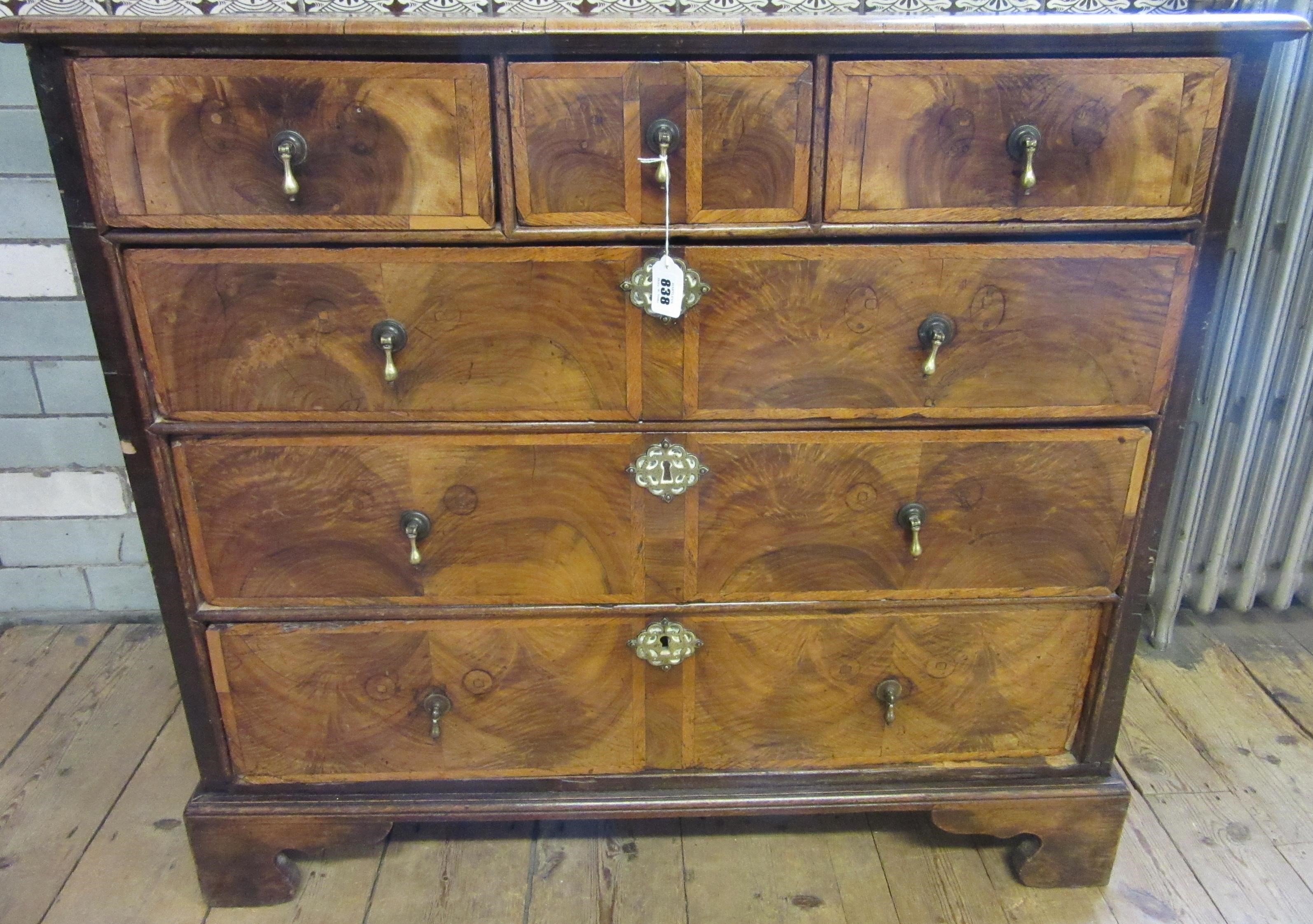 A WALNUT AND BANDED STRAIGHT FRONT CHEST Image