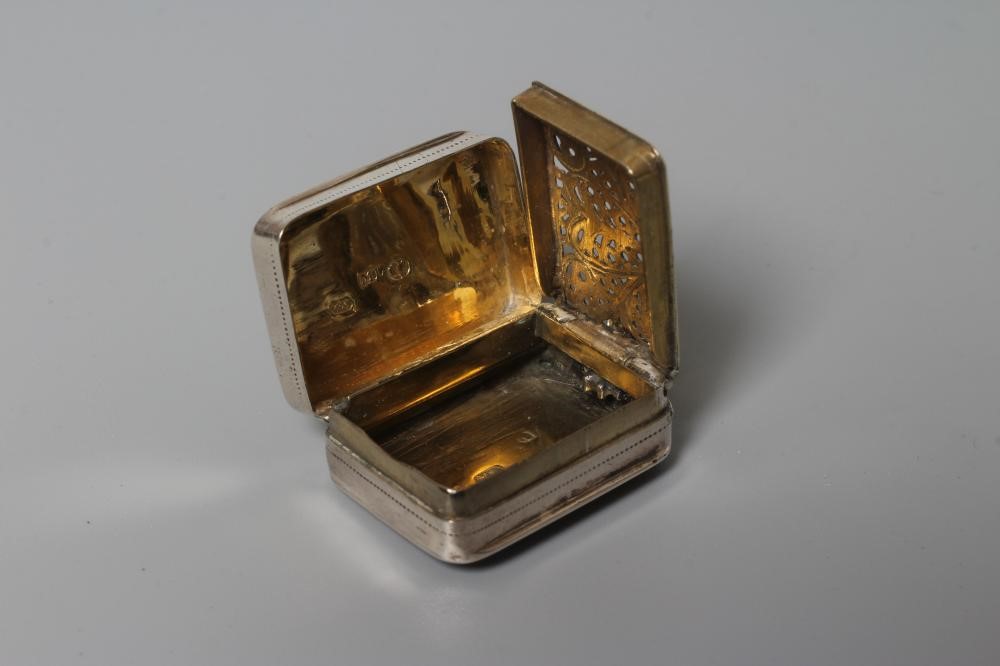 A GEORGE III SILVER HANGING VINAIGRETTE by Matthew Linwood, Birmingham 1802, of plain rounded oblong Image