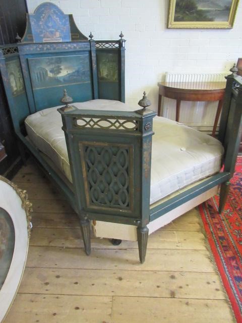 A FRENCH PAINTED BEDSTEAD in the Louis XVI style Image