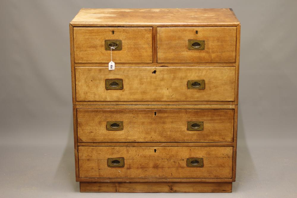 A TEAK CAMPAIGN CHEST IN TWO SECTIONS Image