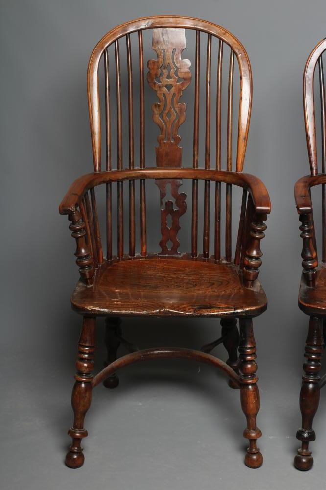 A PAIR OF YORKSHIRE YEW WOOD WINDSOR ARMCHAIRS Image