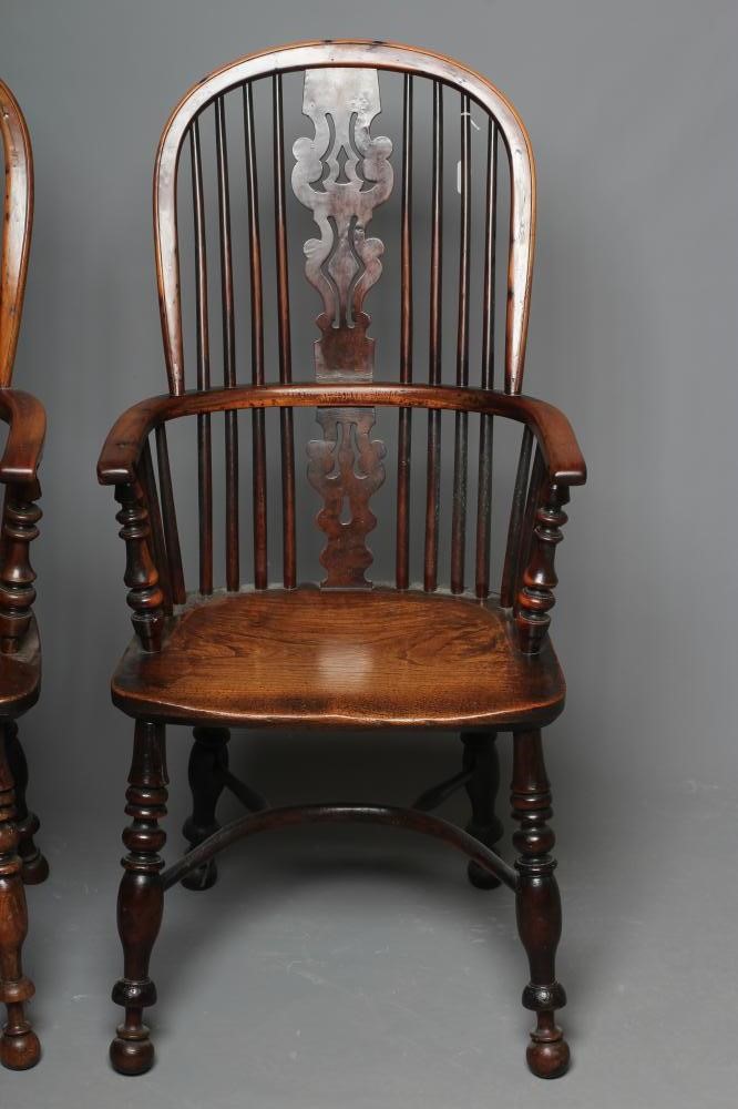 A PAIR OF YORKSHIRE YEW WOOD WINDSOR ARMCHAIRS Image