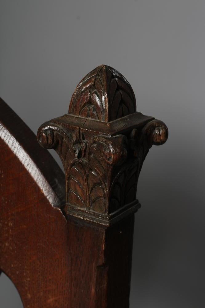 A PAIR OF ECCLESIASTICAL GOTHIC OAK SIDE CHAIRS Image