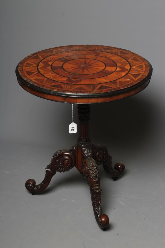 A VICTORIAN SPECIMEN WOOD PARQUETRY OCCASIONAL TABLE Image