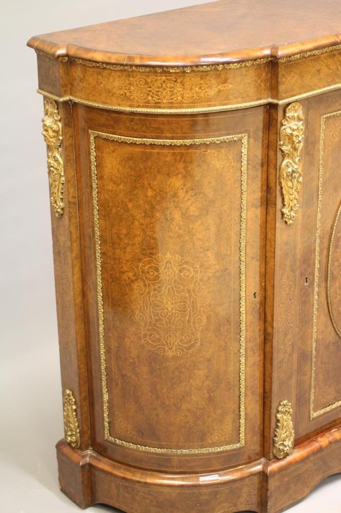 A VICTORIAN BURR WALNUT AND MARQUETRY CREDENZA Image