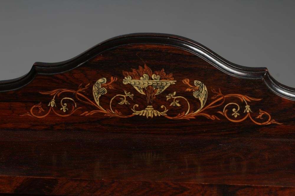 AN EDWARDIAN ROSEWOOD AND MARQUETRY BONHEUR DU JOUR Image