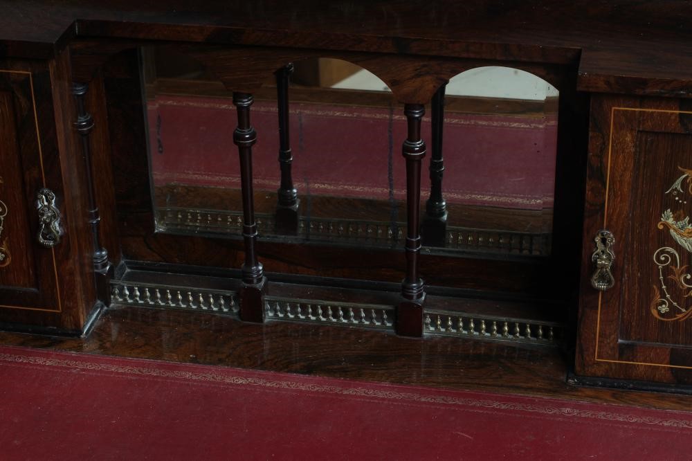 AN EDWARDIAN ROSEWOOD AND MARQUETRY BONHEUR DU JOUR Image