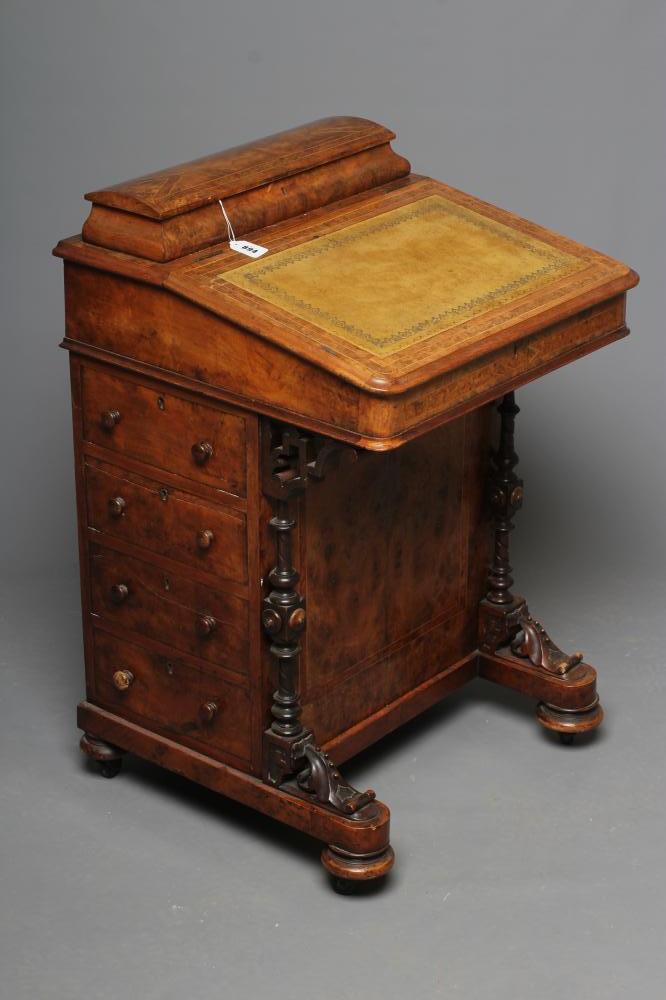 A VICTORIAN BURR WALNUT DAVENPORT Image