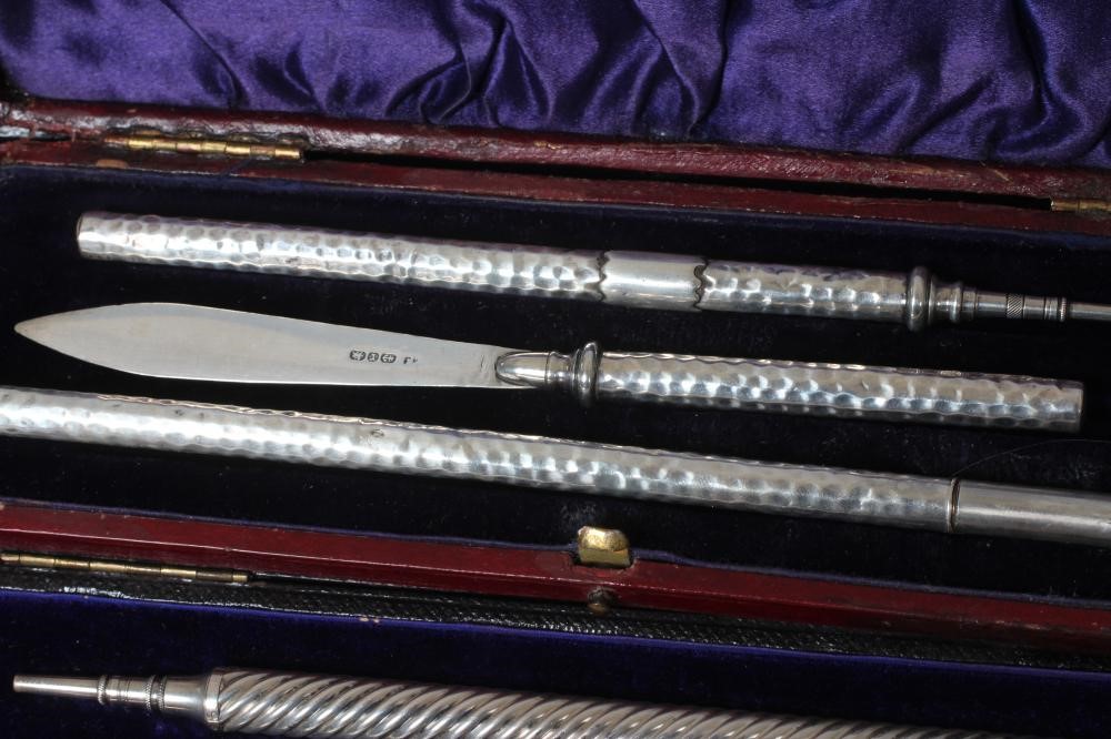 A LATE VICTORIAN SILVER THREE PIECE WRITING SET by William Neale Image