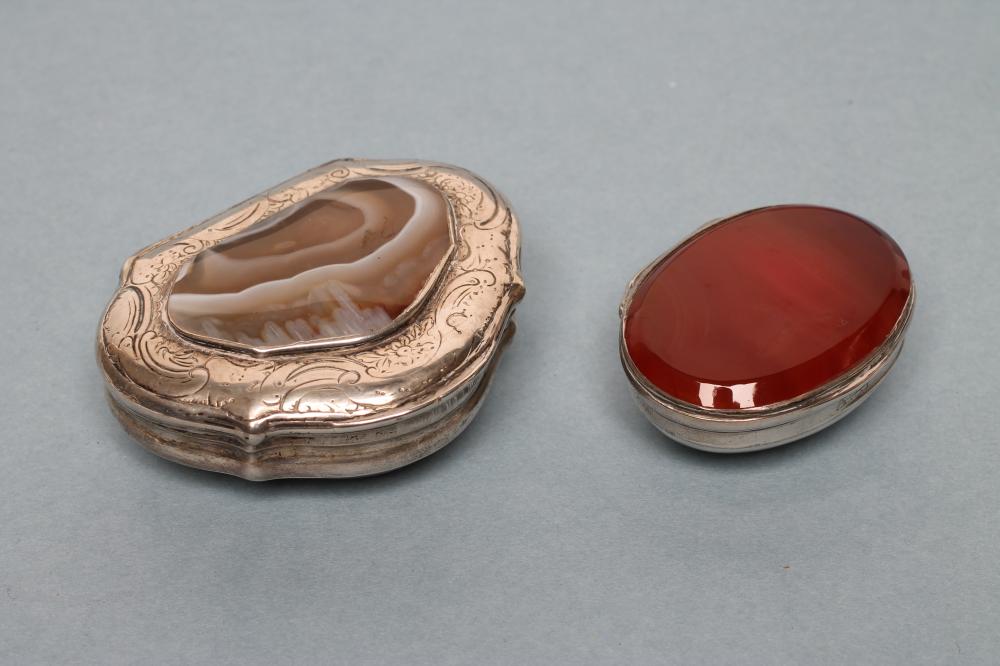 TWO CONTINENTAL WHITE METAL SNUFF BOXES Image