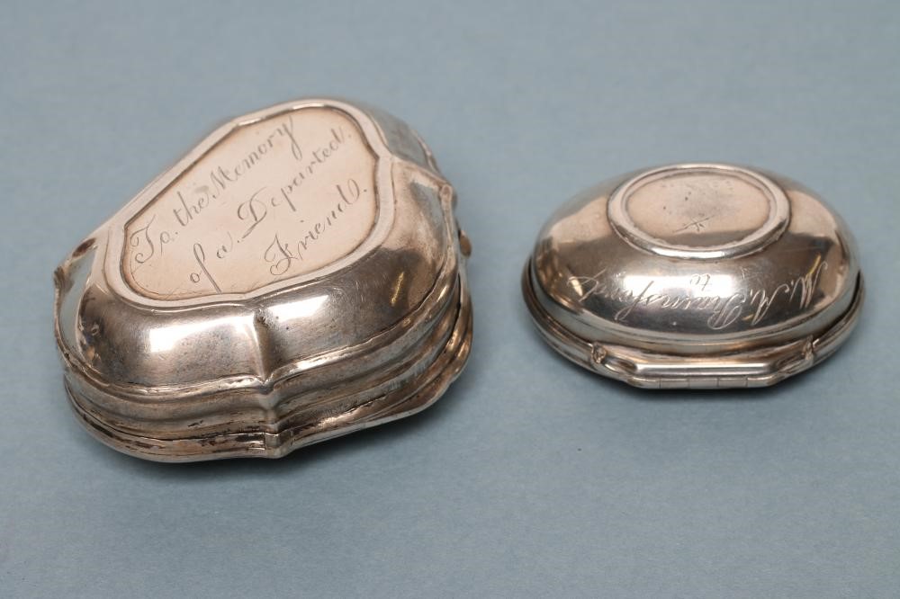 TWO CONTINENTAL WHITE METAL SNUFF BOXES Image