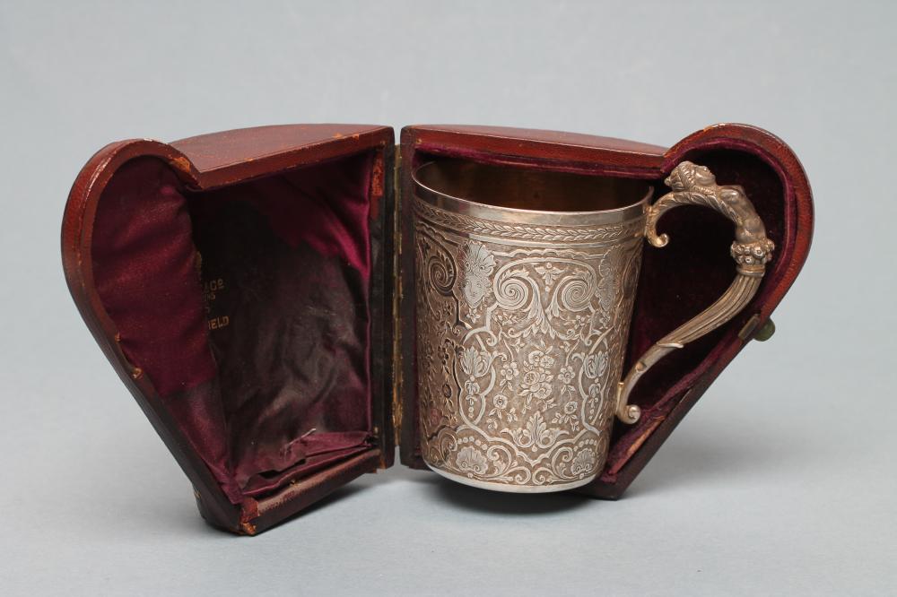 A LEFORT AND GROMIER SILVER PLATED CHRISTENING MUG Image