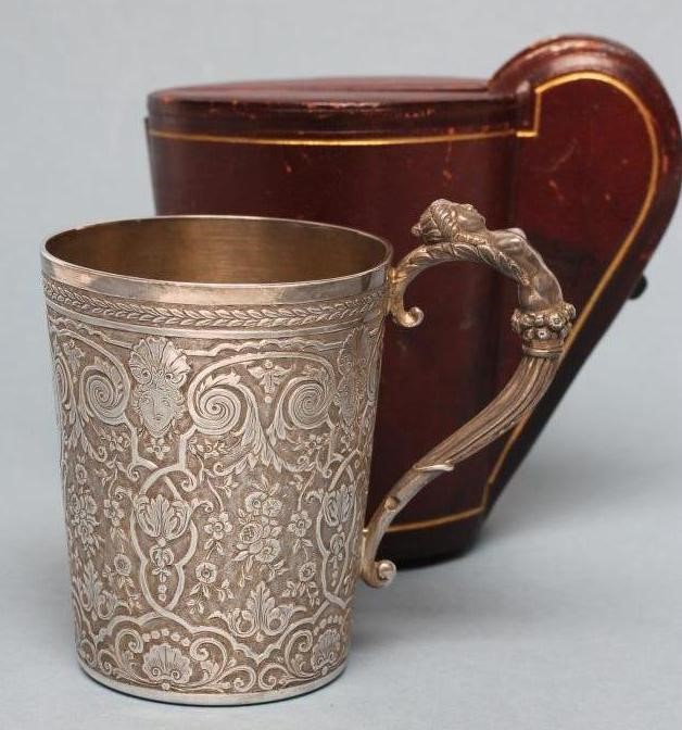 A LEFORT AND GROMIER SILVER PLATED CHRISTENING MUG Image