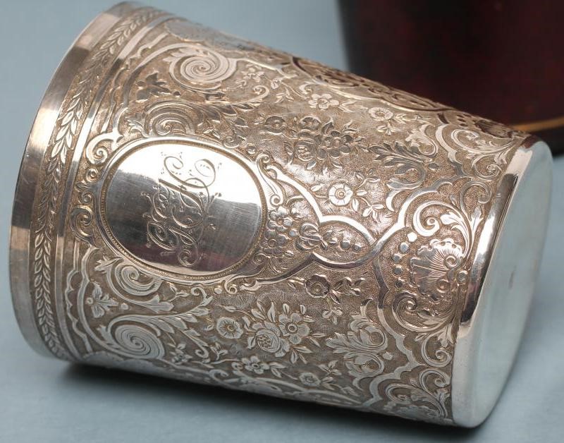 A LEFORT AND GROMIER SILVER PLATED CHRISTENING MUG Image