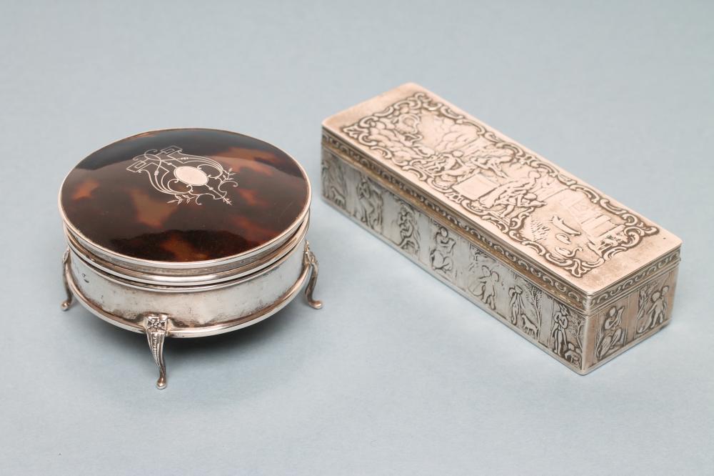 A CONTINENTAL WHITE METAL DRESSING TABLE BOX Image