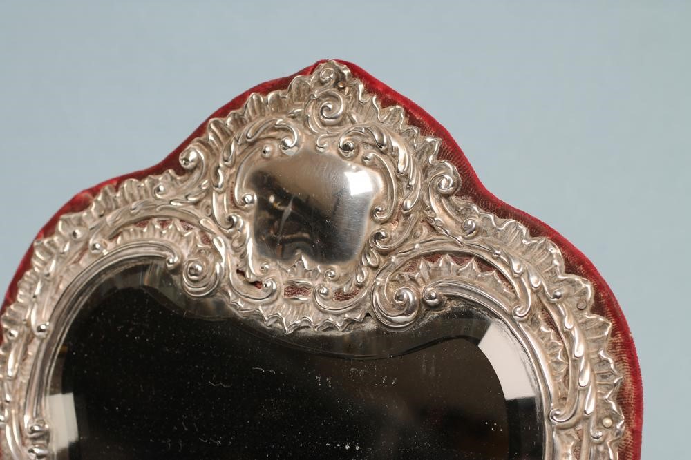 AN EDWARDIAN SILVER EASEL BACK MIRROR Image