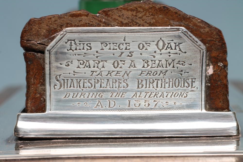 OF SHAKESPEARE INTEREST - An Edwardian silver mounted inkwell Image