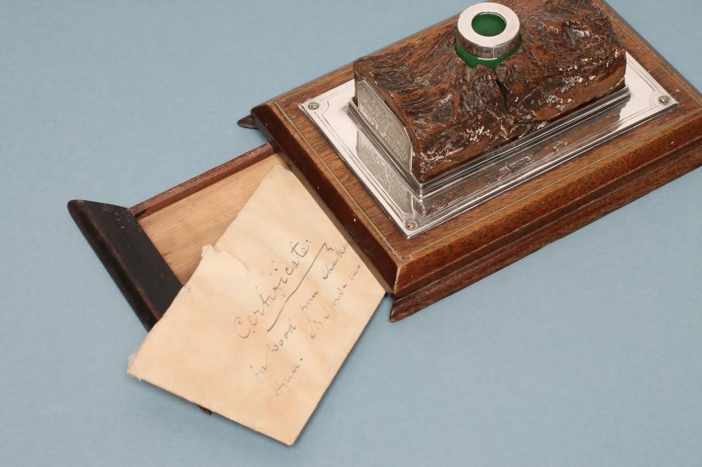 OF SHAKESPEARE INTEREST - An Edwardian silver mounted inkwell Image