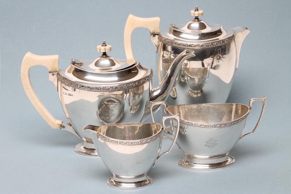 A SILVER FOUR PIECE TEA AND COFFEE SERVICE Image