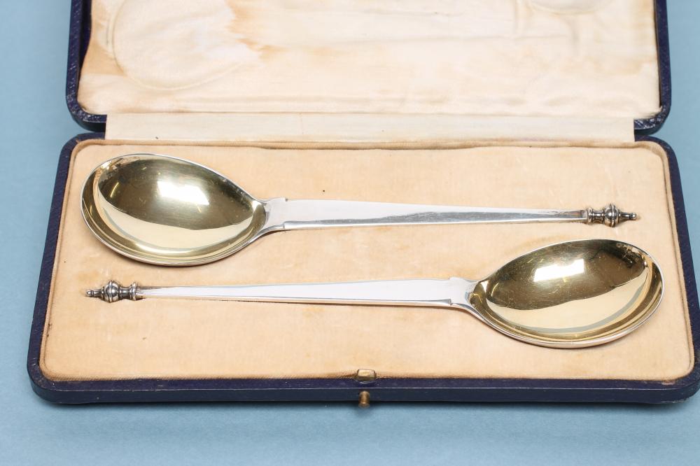A PAIR OF SILVER PRESENTATION SPOONS Image