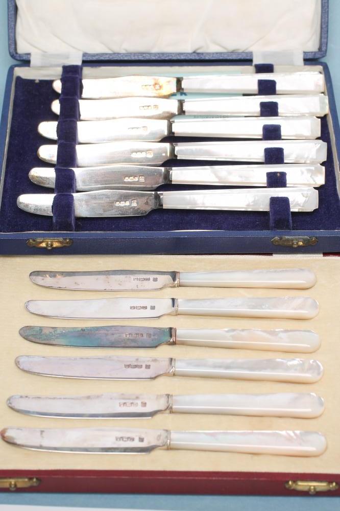 TWO SETS OF SIX SILVER TEA KNIVES Image
