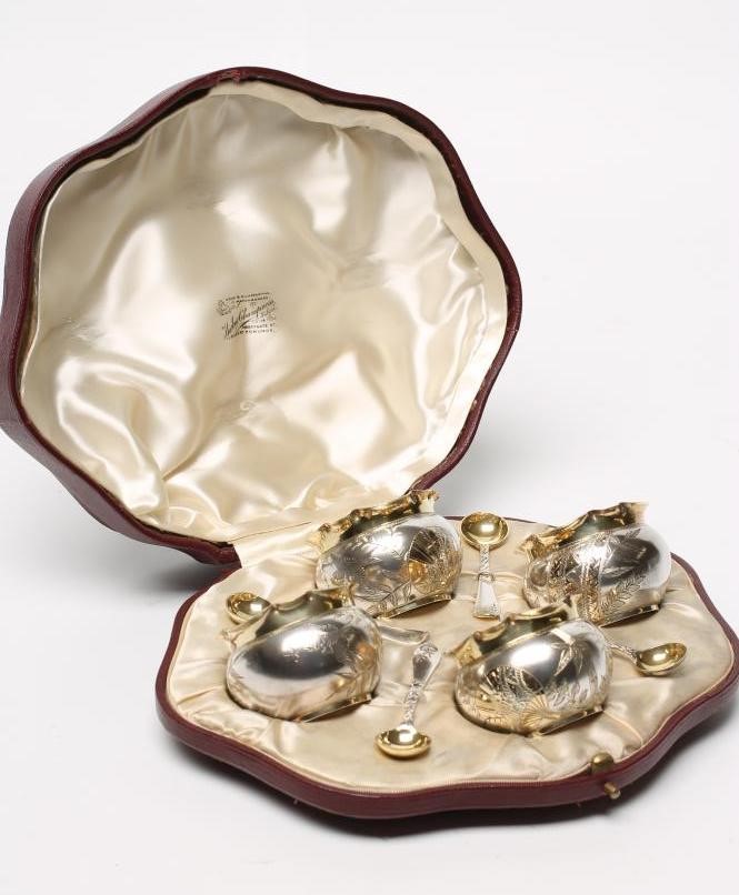 A SET OF FOUR AESTHETIC MOVEMENT SILVER SALTS Image