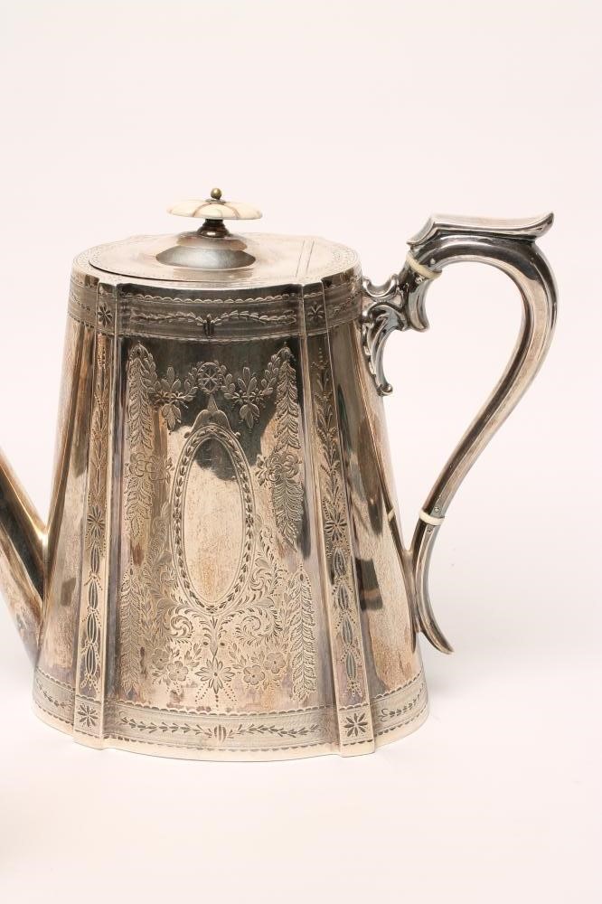 A COMPOSITE VICTORIAN SILVER FOUR PIECE TEA AND COFFEE SERVICE Image