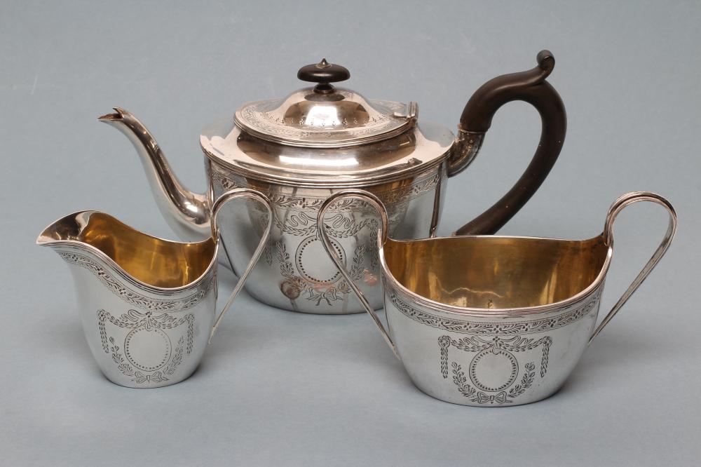 *A LATE VICTORIAN SILVER THREE PIECE TEA SERVICE Image