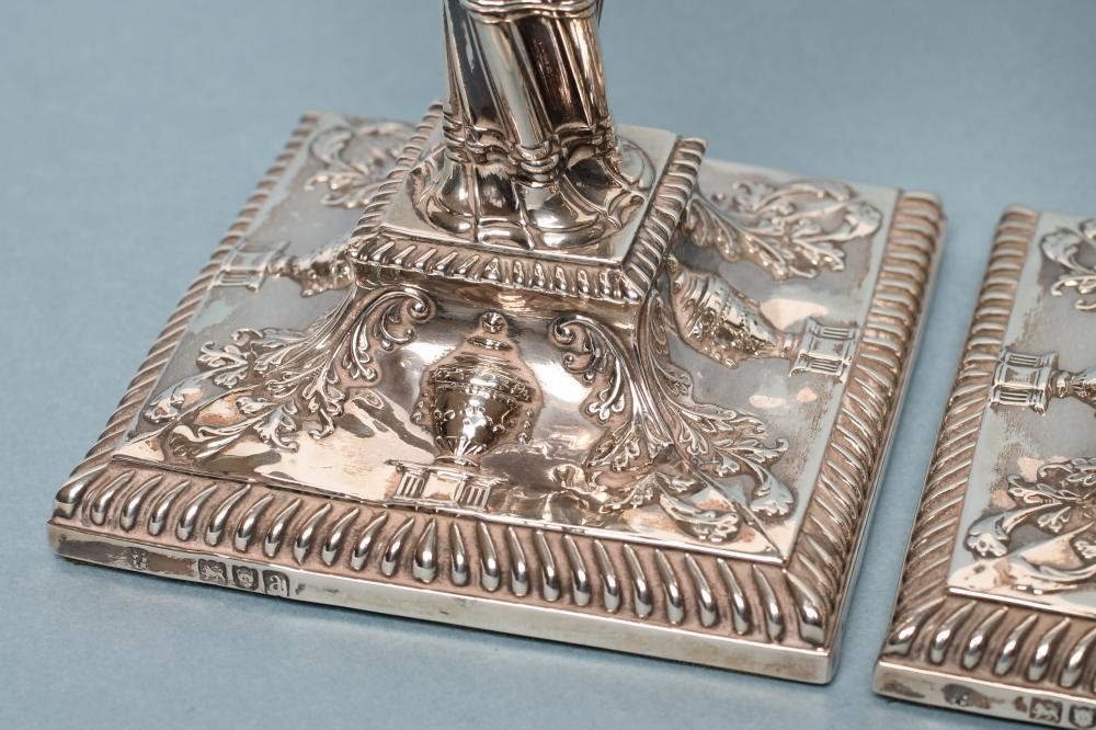 A PAIR OF LATE VICTORIAN SILVER CANDLESTICKS Image