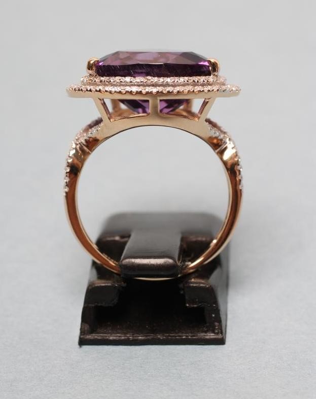 AN AMETHYST AND DIAMOND DRESS RING Image