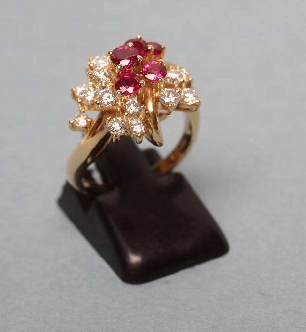A RUBY AND DIAMOND COCKTAIL RING Image