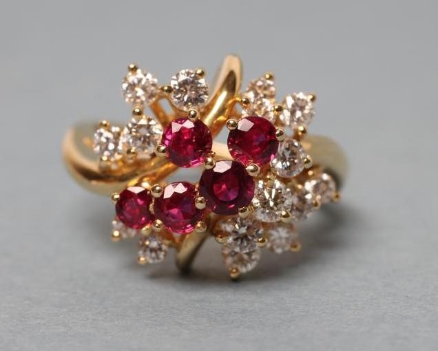 A RUBY AND DIAMOND COCKTAIL RING Image