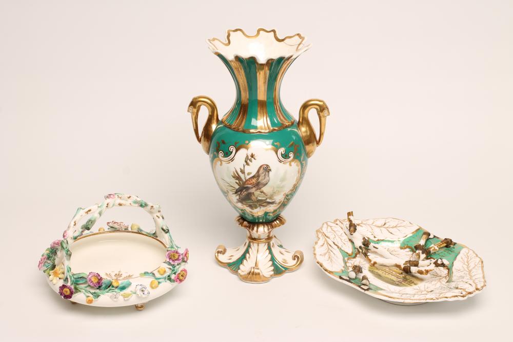 A COLLECTION OF ROCKINGHAM PORCELAIN comprising a basket with leaf moulded rim Image