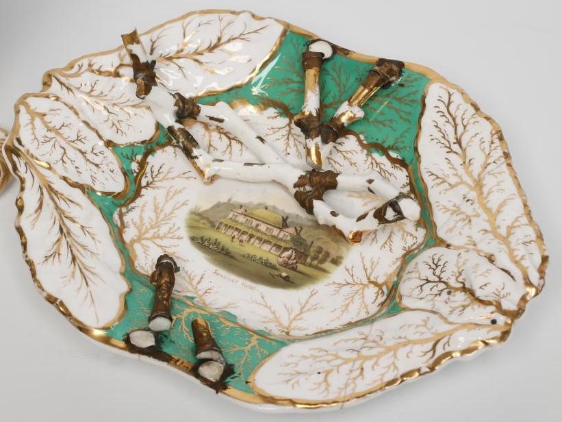 A COLLECTION OF ROCKINGHAM PORCELAIN comprising a basket with leaf moulded rim Image