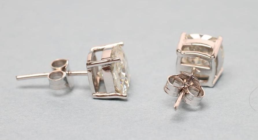 A PAIR OF MOISSANITE EAR STUDS Image