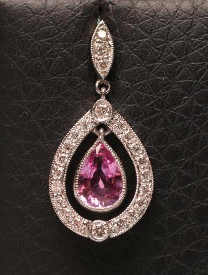 A PINK SAPPHIRE AND DIAMOND PENDANT Image